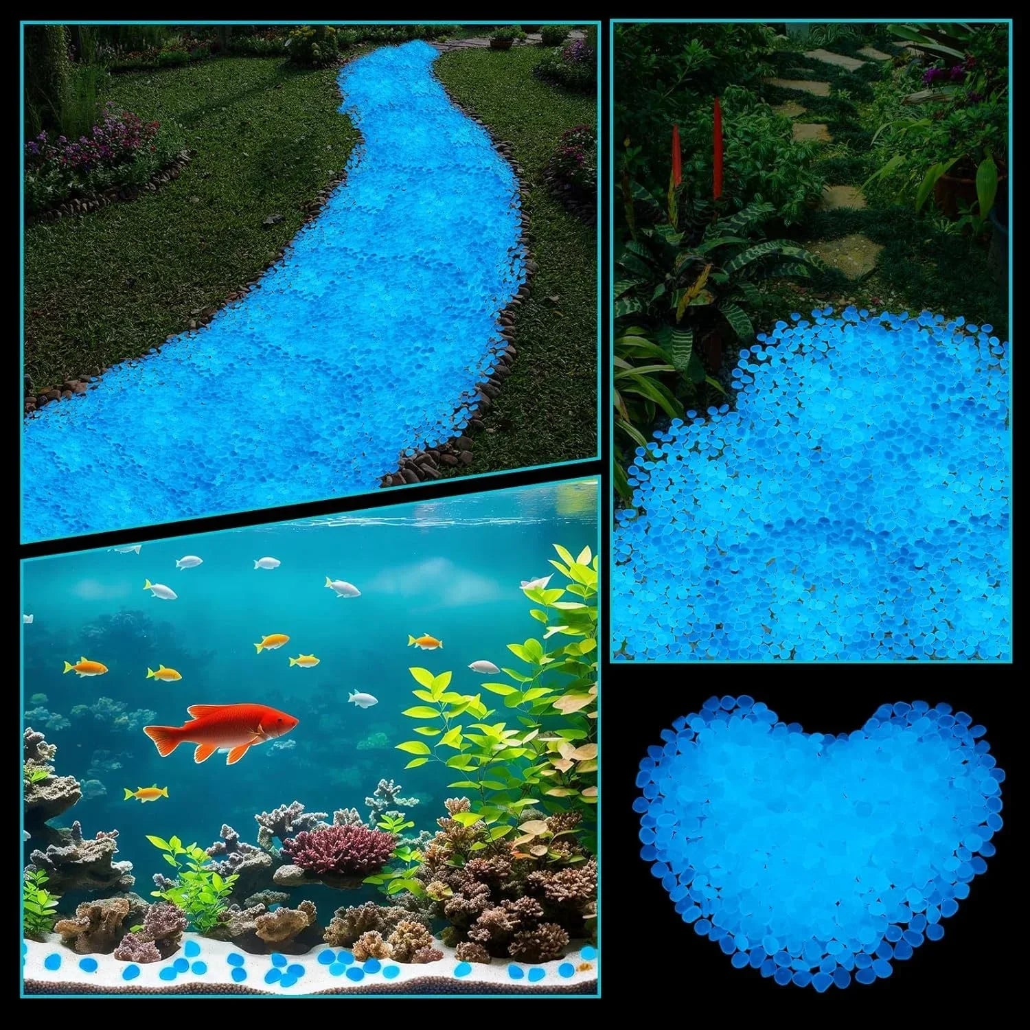 500Pcs Glow in The Dark Garden Pebbles, Gardening Luminous Glow Stones Outdoor Decor Glowing Water Fish Tank Gravel