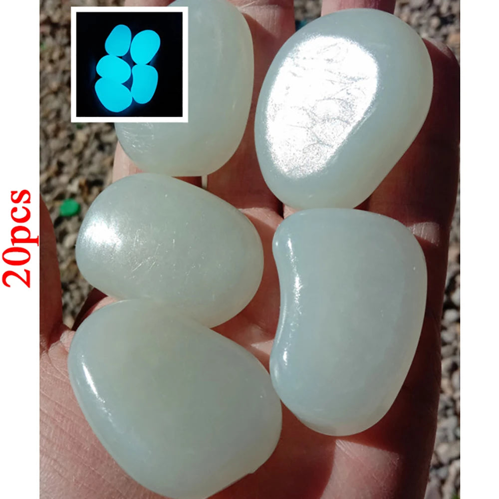 20pcs Glow Stones – Garden Pebbles for Lawn, Aquarium & Patio