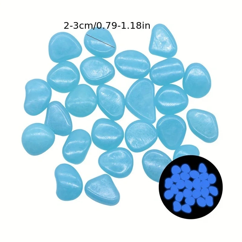 100pcs Resin Glow in the Dark Pebbles
— Luminous Stones for Garden Paths,
Landscape, Aquarium & Plant Pots