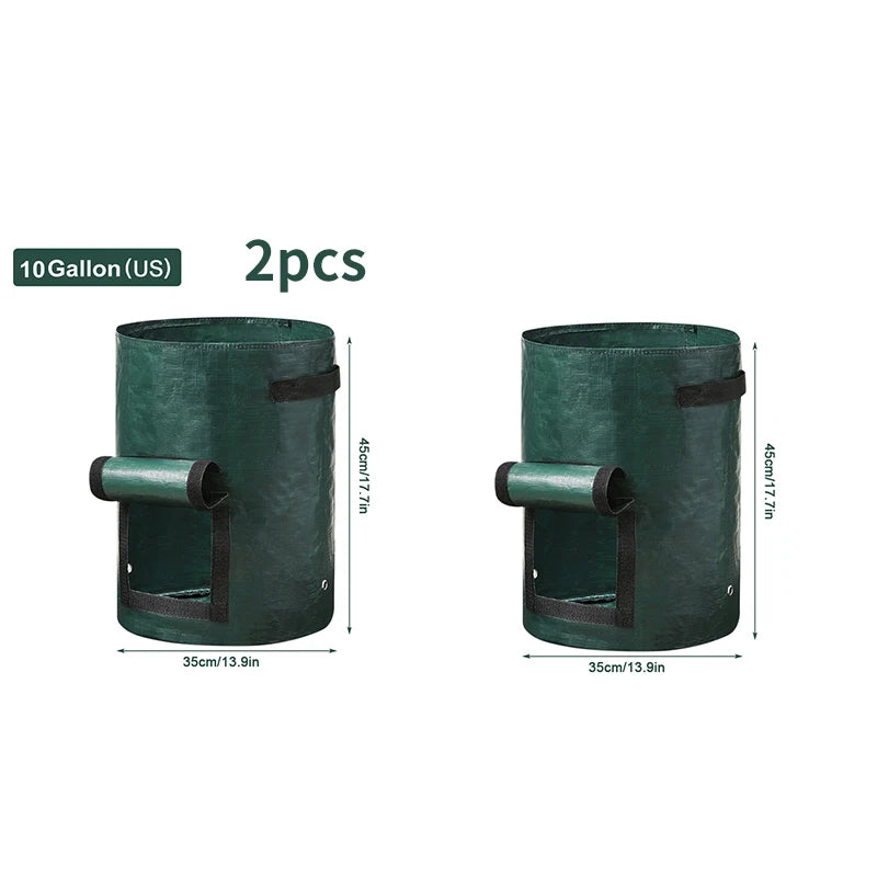 PE Fabric Grow Bags 3-10 Gallon —
DIY Vegetable Planter for Potato,
Onion & Garden Plant Growing