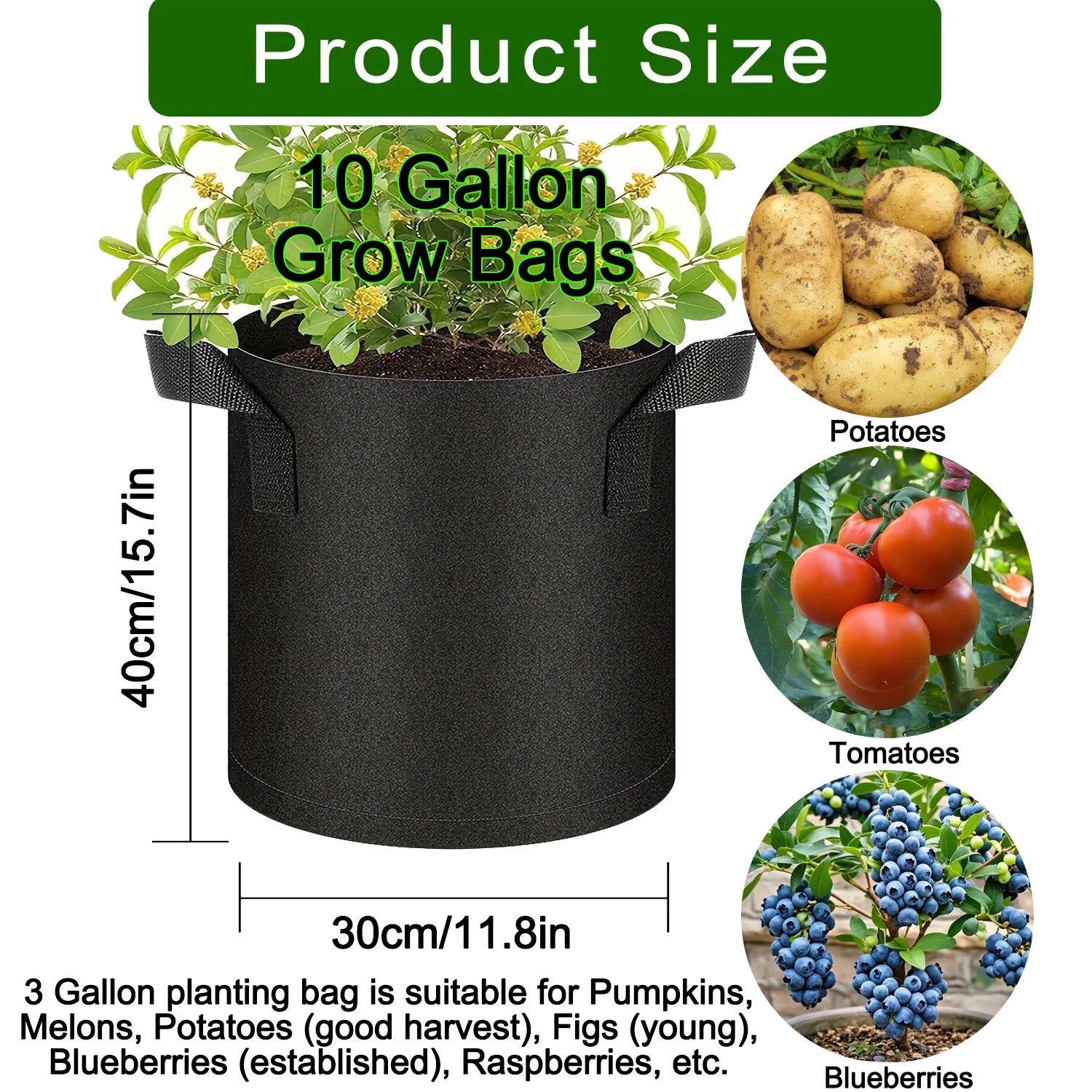 Fabric Grow Bags 5-15 Gallon —
Potato, Tomato & Vegetable Planter
Bags for Garden & Gifting