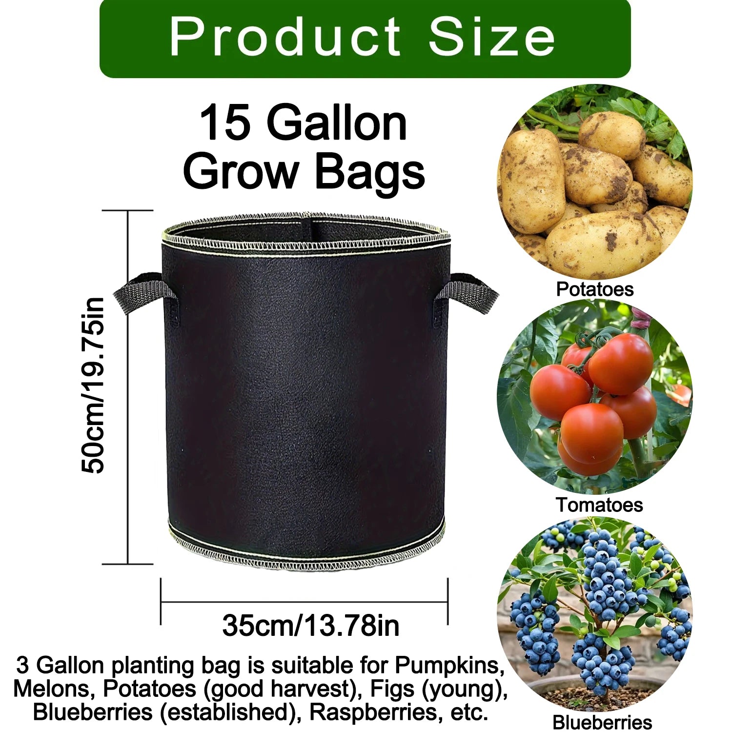 Fabric Grow Bags 5-15 Gallon —
Potato, Tomato & Vegetable Planter
Bags for Garden & Gifting