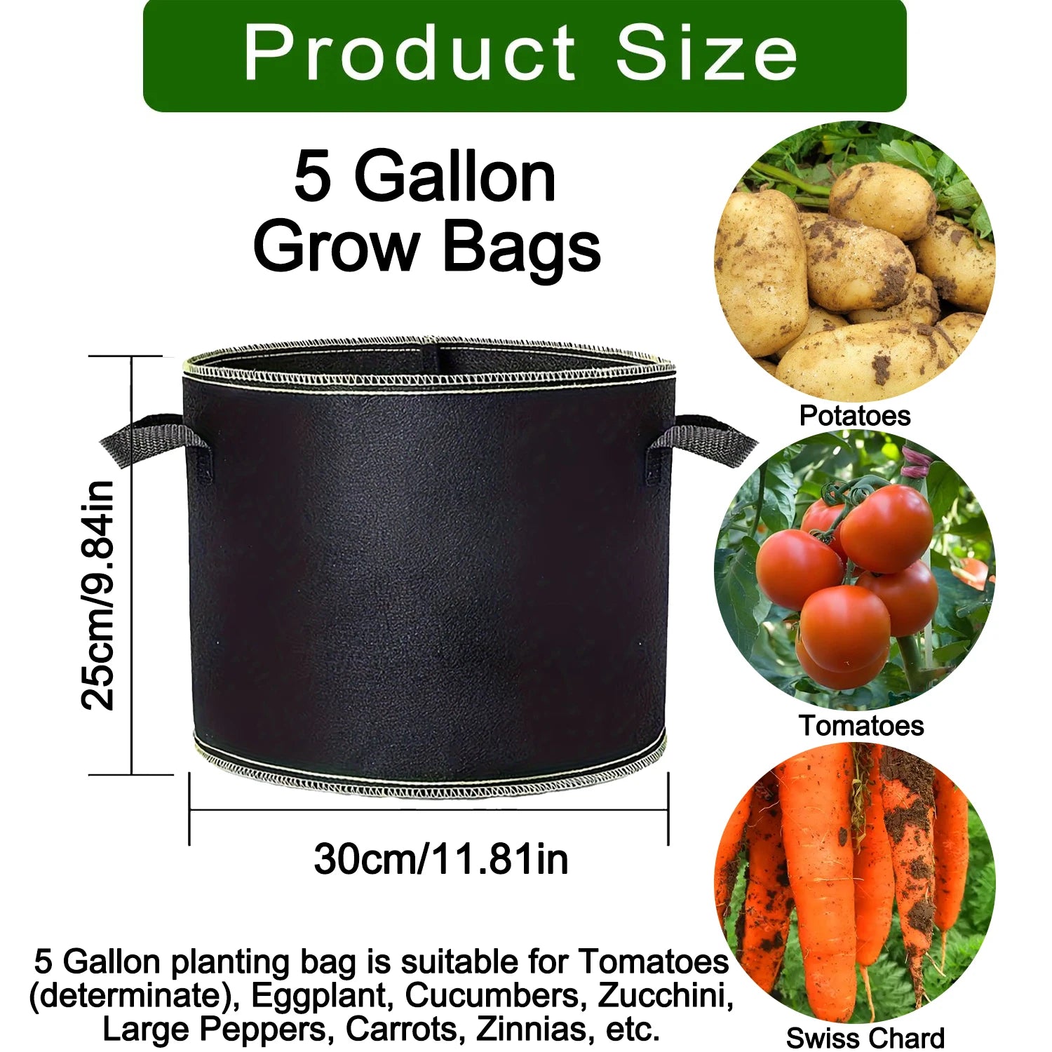 Fabric Grow Bags 5-15 Gallon —
Potato, Tomato & Vegetable Planter
Bags for Garden & Gifting