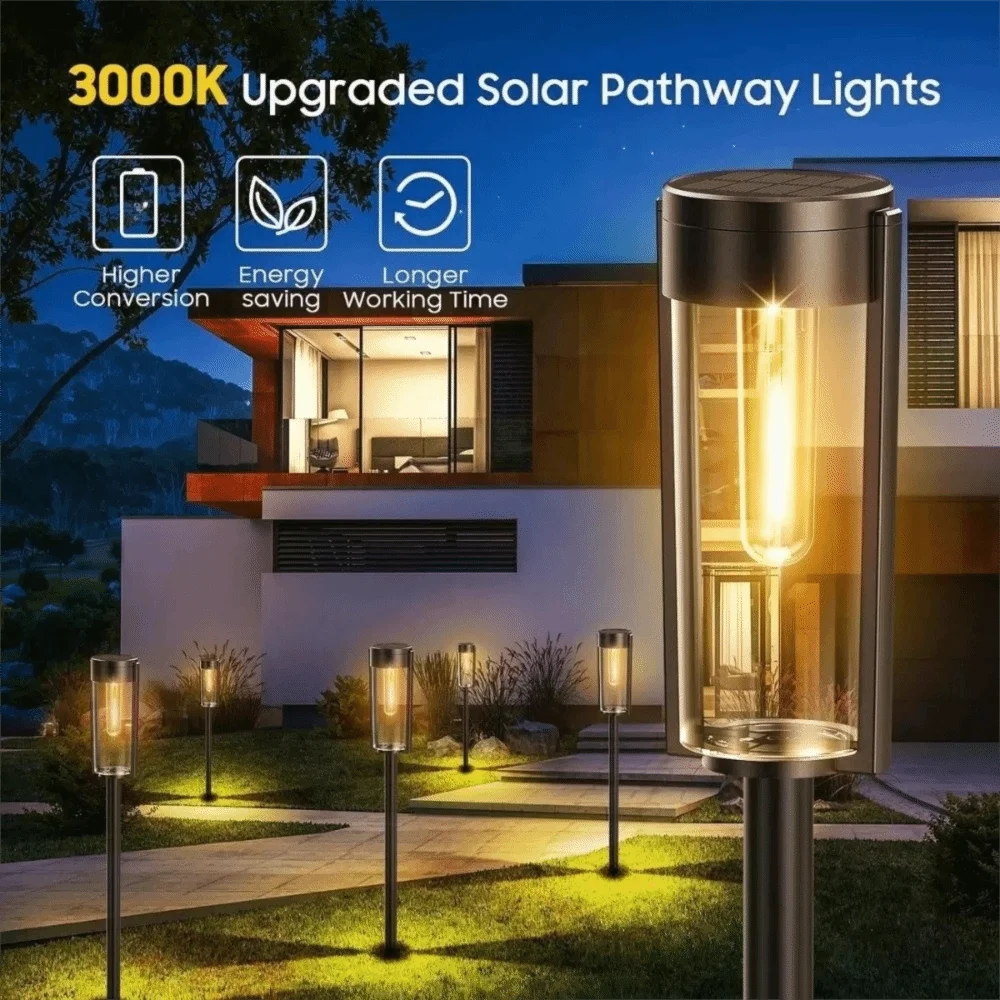 8 Pack Solar Pathway Garden Lights
— Waterproof Outdoor Landscape Lamps
for Yard, Patio & Driveway Decor