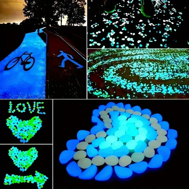 500Pcs Glow in The Dark Garden Pebbles, Gardening Luminous Glow Stones Outdoor Decor Glowing Water Fish Tank Gravel