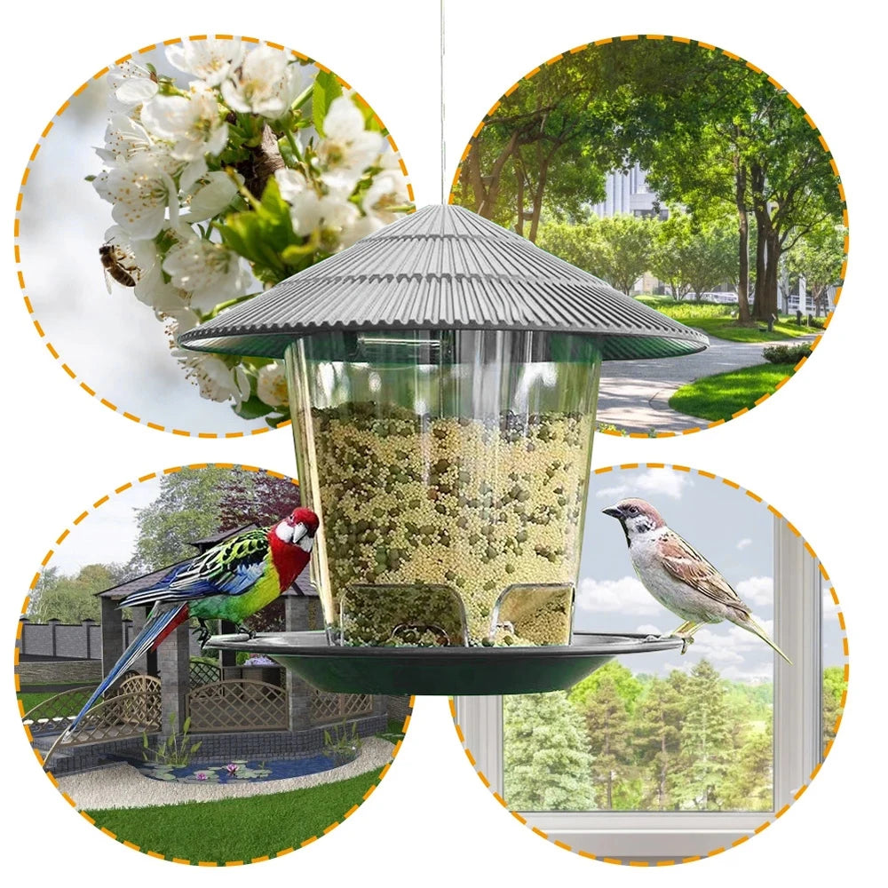 Gazebo Bird Feeder House | Hanging Wild Bird Feeding Station with Rope | Outdoor Garden