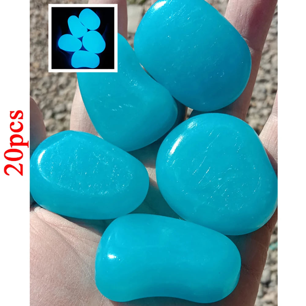 20pcs Glow Stones – Garden Pebbles for Lawn, Aquarium & Patio