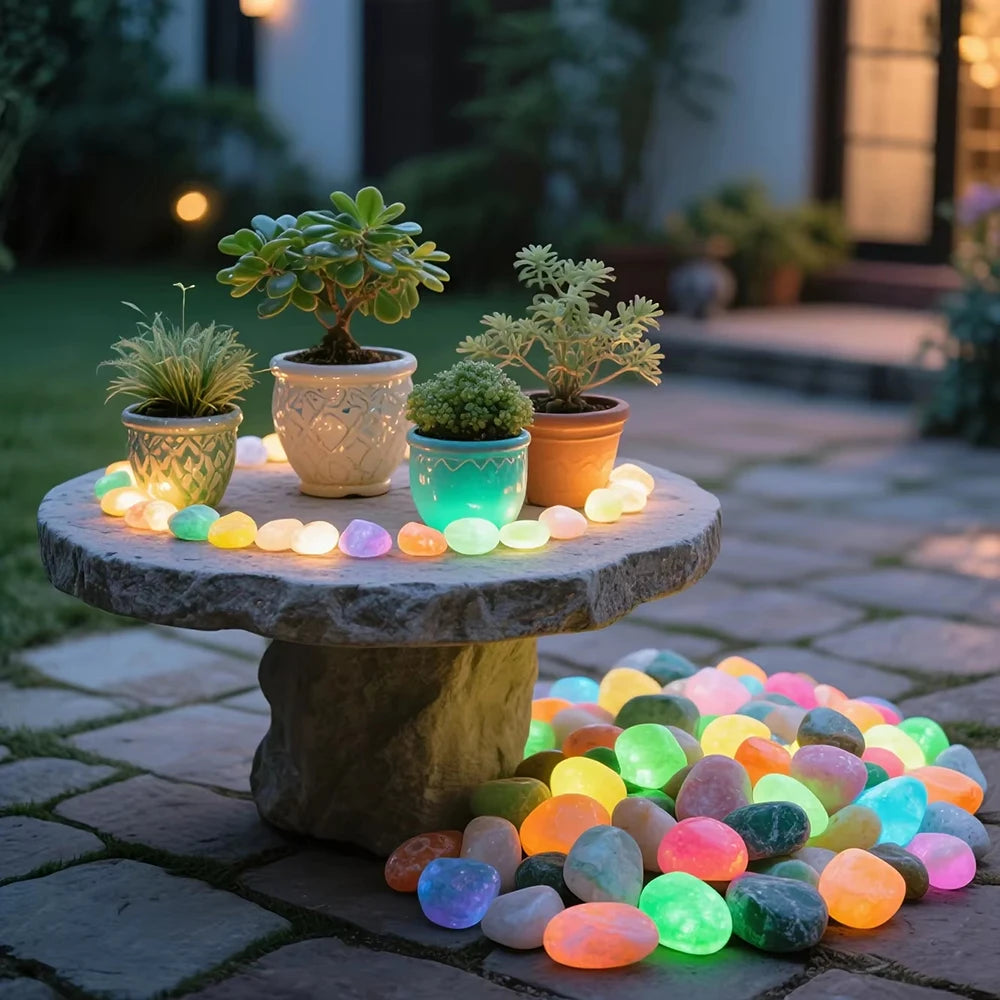 20pcs Glow Stones – Garden Pebbles for Lawn, Aquarium & Patio