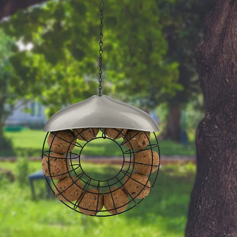 Hanging Bird Feeder Station | Garden Tree Fat Ball & Suet Food Dispenser | Outdoor Wildlife Feeder
