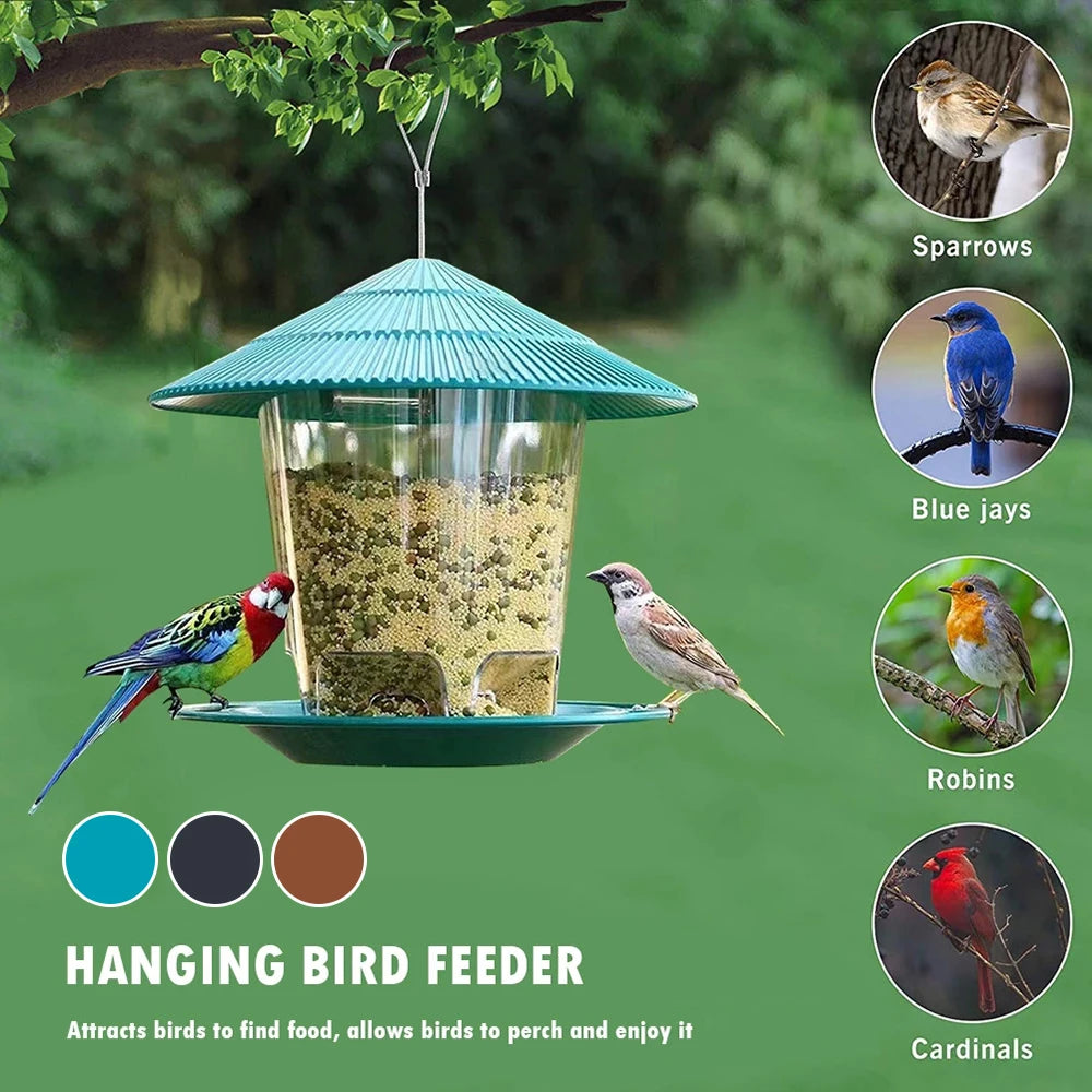 Gazebo Bird Feeder House | Hanging Wild Bird Feeding Station with Rope | Outdoor Garden