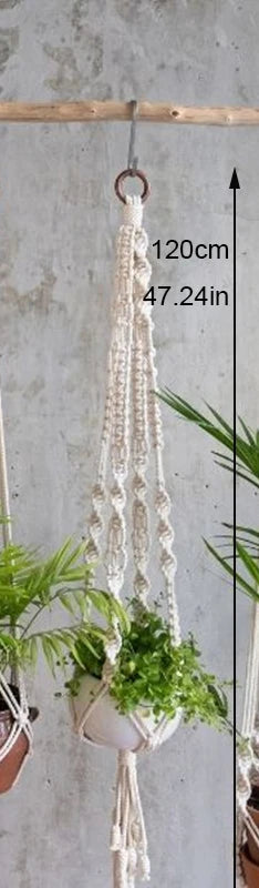 Handmade Macrame Plant Holder 100% 
Cotton — Hanging Basket for Wall, 
Courtyard & Garden Flower Pots