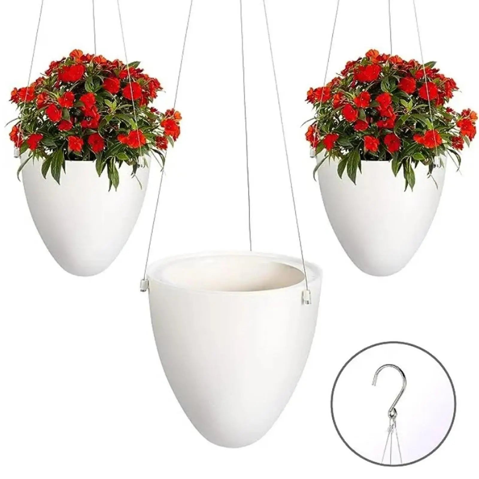 Self Watering Hanging Plant Pot — 
Modern Eggshell Shape with Water 
Storage for Home & Garden Decor