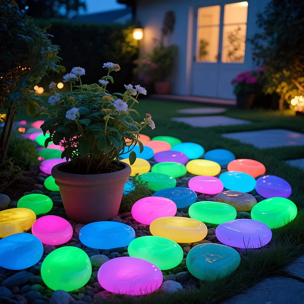 20pcs Glow Stones – Garden Pebbles for Lawn, Aquarium & Patio
