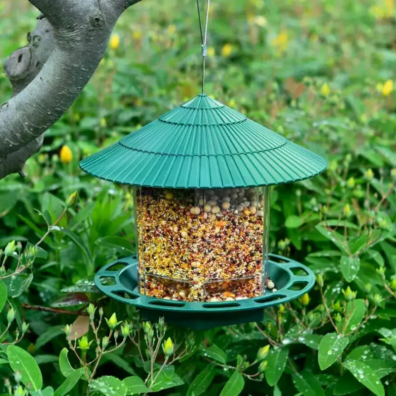 Automatic Hanging Gazebo Bird Feeder House | Outdoor Garden Wild Bird Feeding Station with Rope