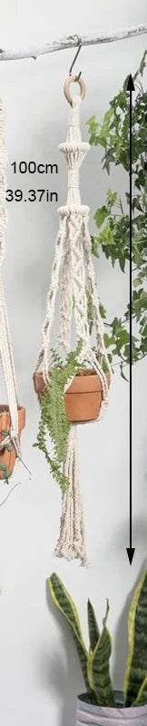 Handmade Macrame Plant Holder 100% 
Cotton — Hanging Basket for Wall, 
Courtyard & Garden Flower Pots