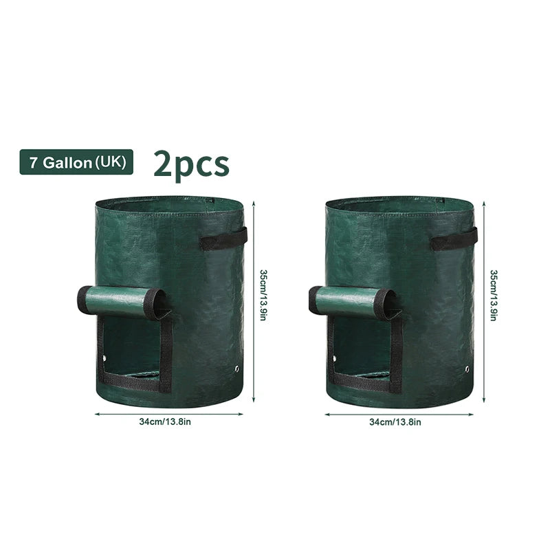 PE Fabric Grow Bags 3-10 Gallon — 
DIY Vegetable Planter for Potato, 
Onion & Garden Plant Growing