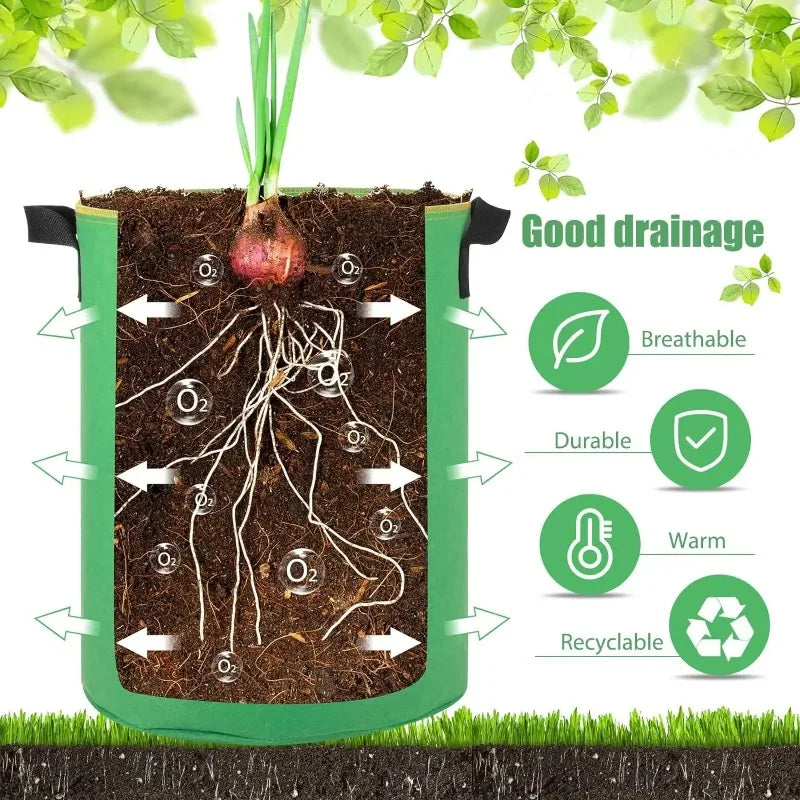 5 & 10 Gallon Plant Grow Bags — 
Potato, Vegetable & Greenhouse 
Growing Bags with Moisturising