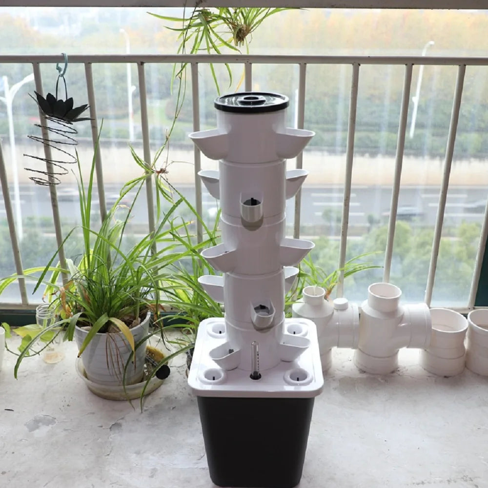 Vertical Hydroponic Growing Tower — DIY Balcony & Garden Greenhouse Vegetable Planter
