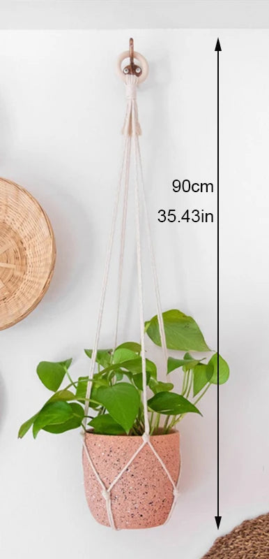 Handmade Macrame Plant Holder 100% 
Cotton — Hanging Basket for Wall, 
Courtyard & Garden Flower Pots
