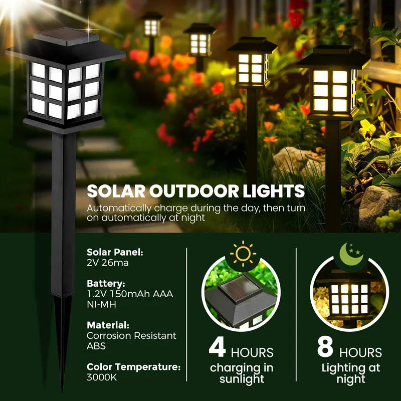 8 Pack Solar Pathway Garden Lights 
— Waterproof Outdoor Landscape Lamps 
for Yard, Patio & Driveway Decor