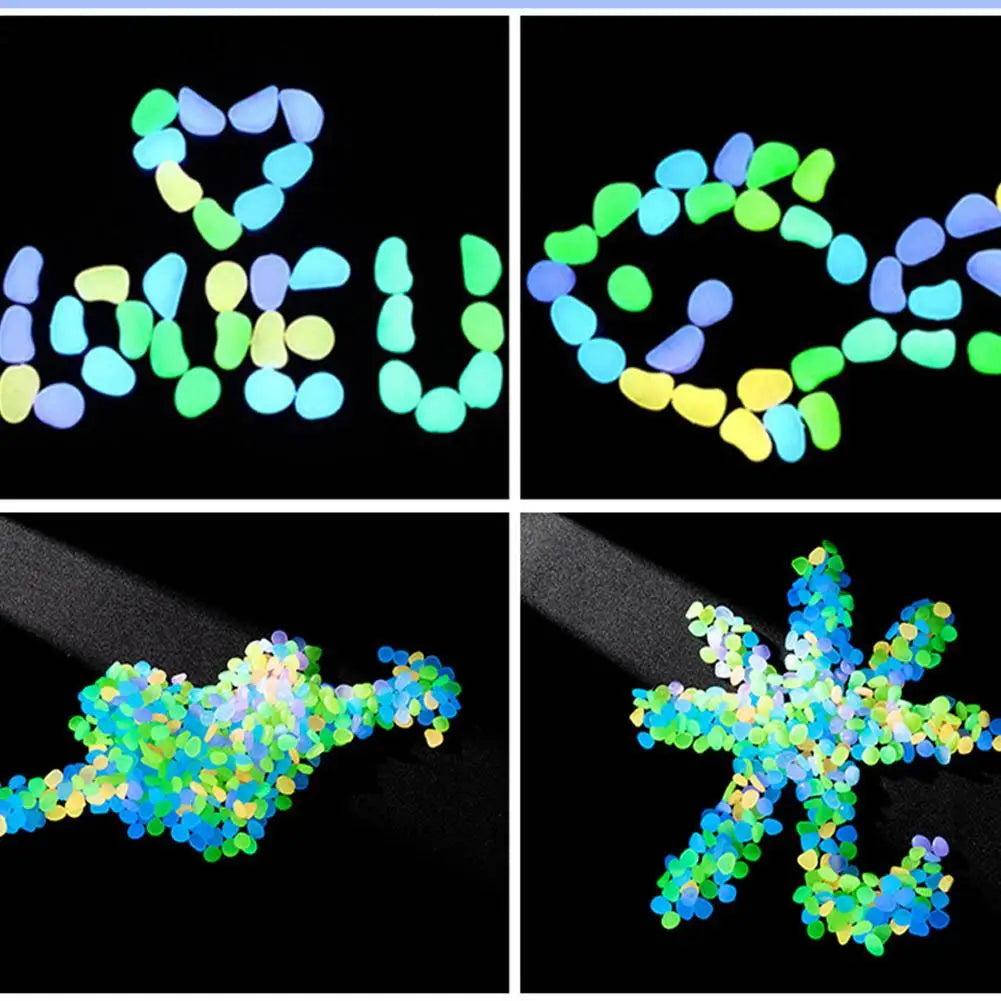 50Pcs Glow in the Dark Garden Pebbles For Sidewalk Garden Terrace Lawn Garden Patio Fish Tank Aquarium Decoration Glow Stone