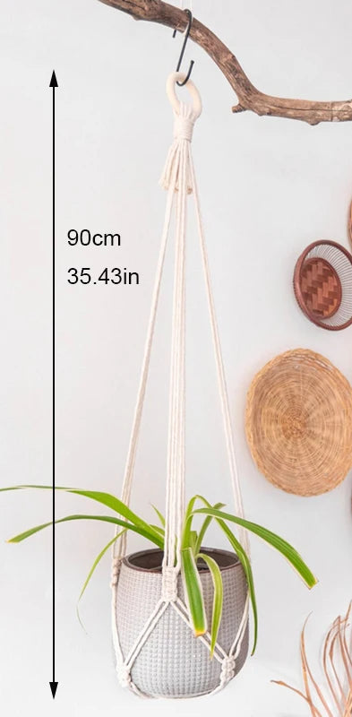 Handmade Macrame Plant Holder 100% 
Cotton — Hanging Basket for Wall, 
Courtyard & Garden Flower Pots