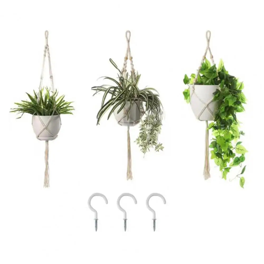 Boho Macrame Plant Hanger Set — 
Strong Cotton Rope Hanging Basket 
for Home & Garden Flower Pot Decor