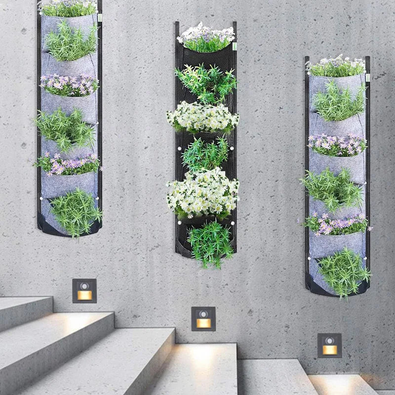 6 Pocket Vertical Garden Planter Bag — Wall Mounted Grow Pots for Flowers, Veg & Fruit