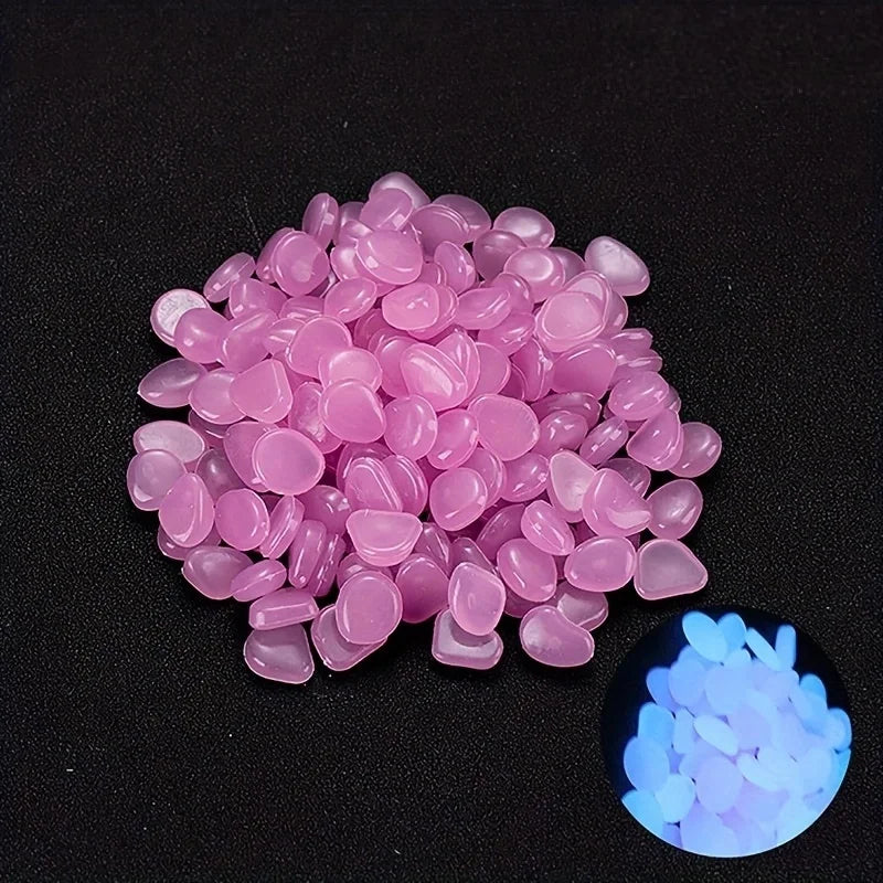 100pcs Resin Glow in the Dark Pebbles 
— Luminous Stones for Garden Paths, 
Landscape, Aquarium & Plant Pots