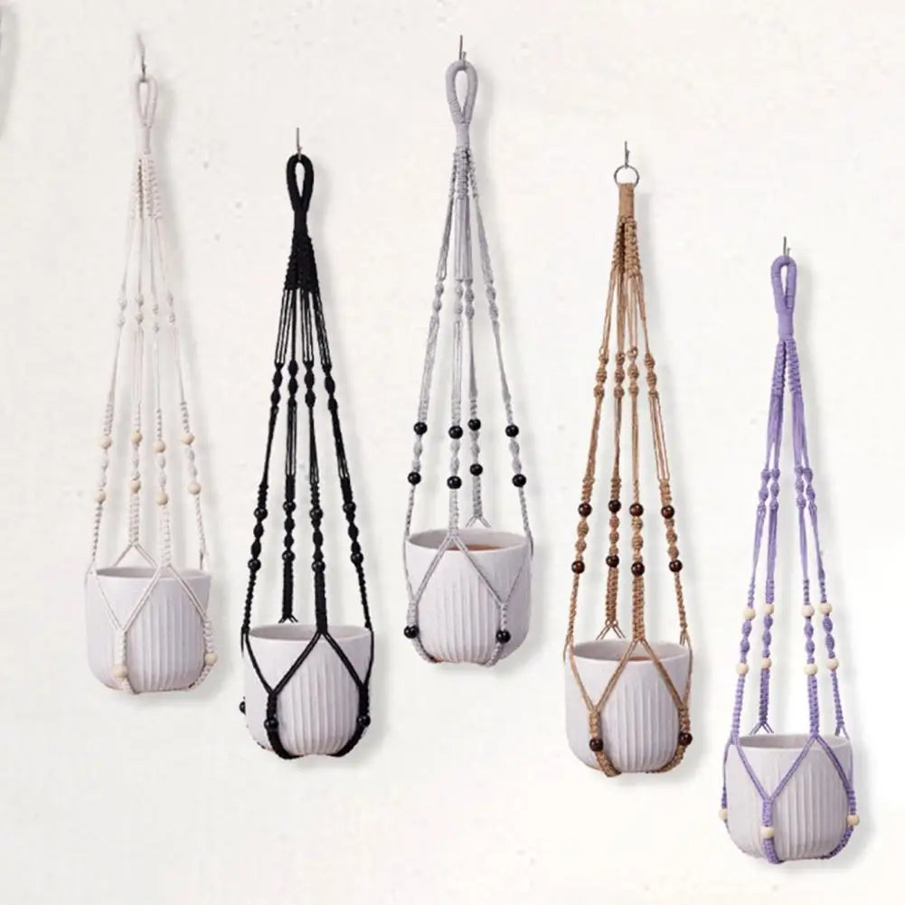 Boho Macrame Plant Hanger Set — 
Strong Cotton Rope Hanging Basket 
for Home & Garden Flower Pot Decor