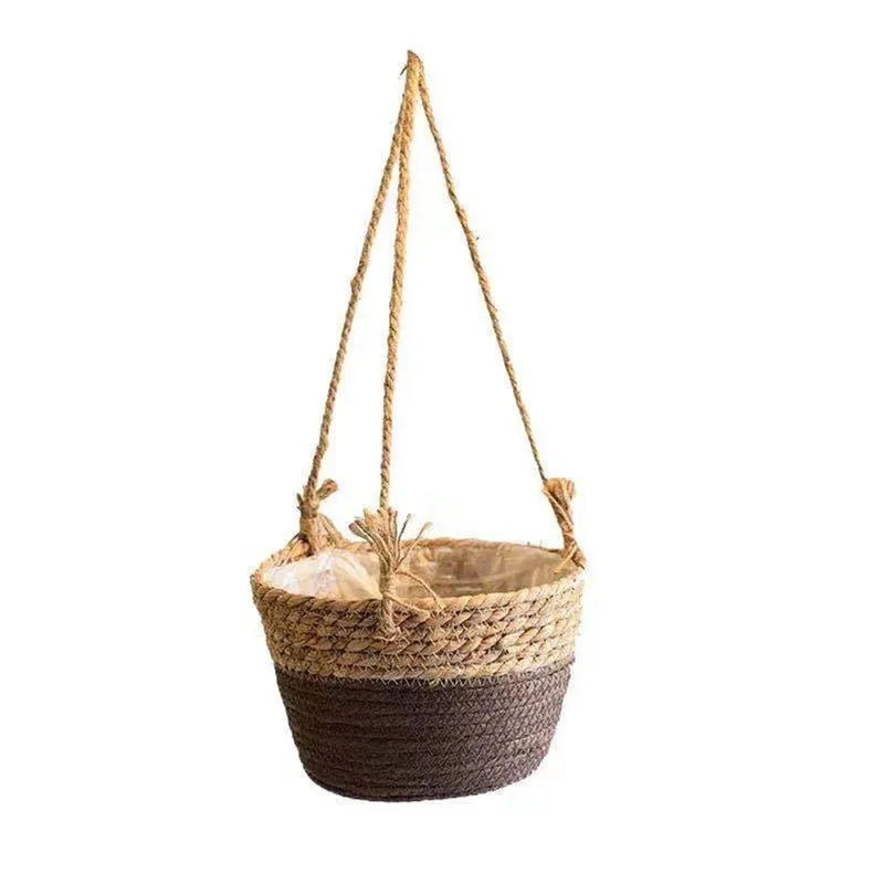 Macrame Hanging Plant Holder — 
Jute Rope Woven Basket for Indoor 
& Outdoor Flower Pots & Home Decor