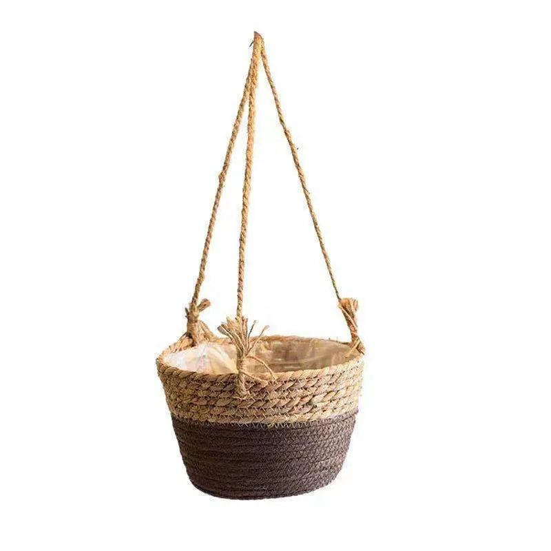Macrame Hanging Plant Holder — 
Jute Rope Woven Basket for Indoor 
& Outdoor Flower Pots & Home Decor