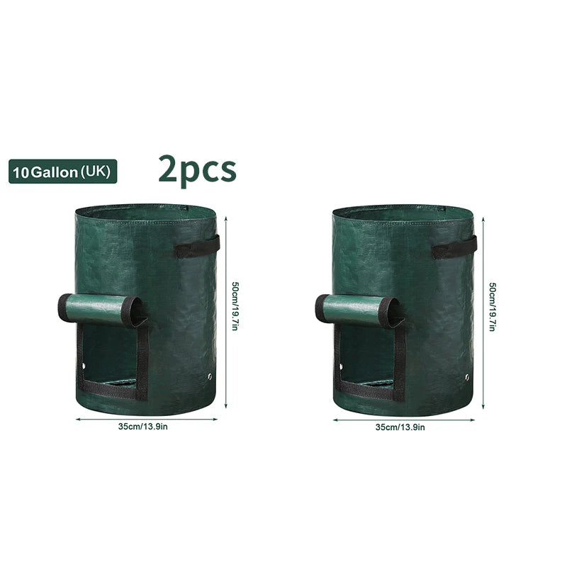 PE Fabric Grow Bags 3-10 Gallon — 
DIY Vegetable Planter for Potato, 
Onion & Garden Plant Growing