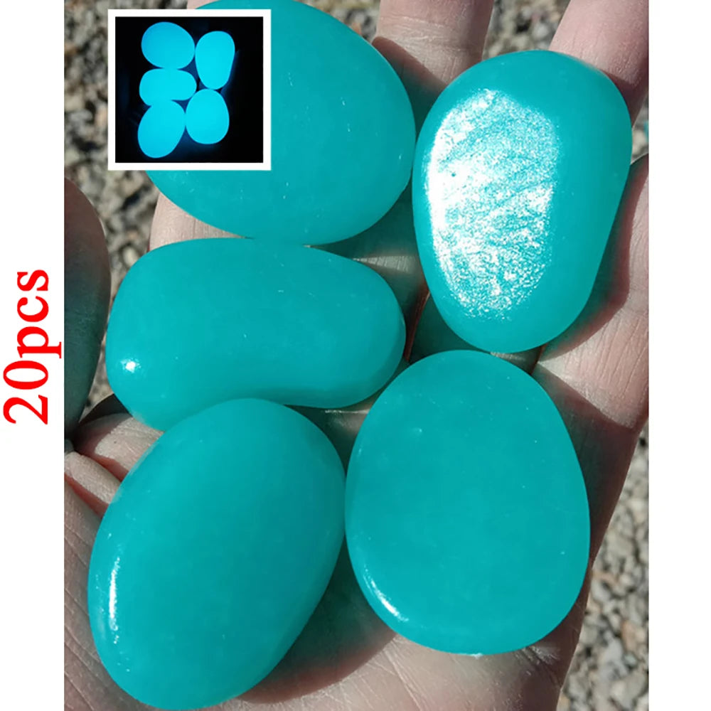20pcs Glow Stones – Garden Pebbles for Lawn, Aquarium & Patio