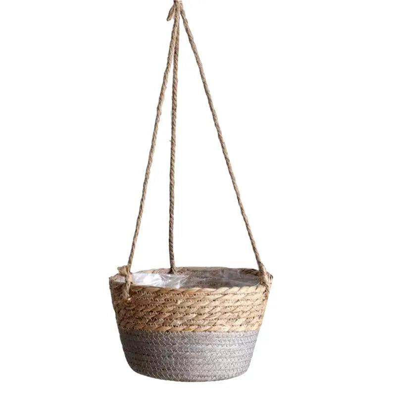 Macrame Hanging Plant Holder — 
Jute Rope Woven Basket for Indoor 
& Outdoor Flower Pots & Home Decor