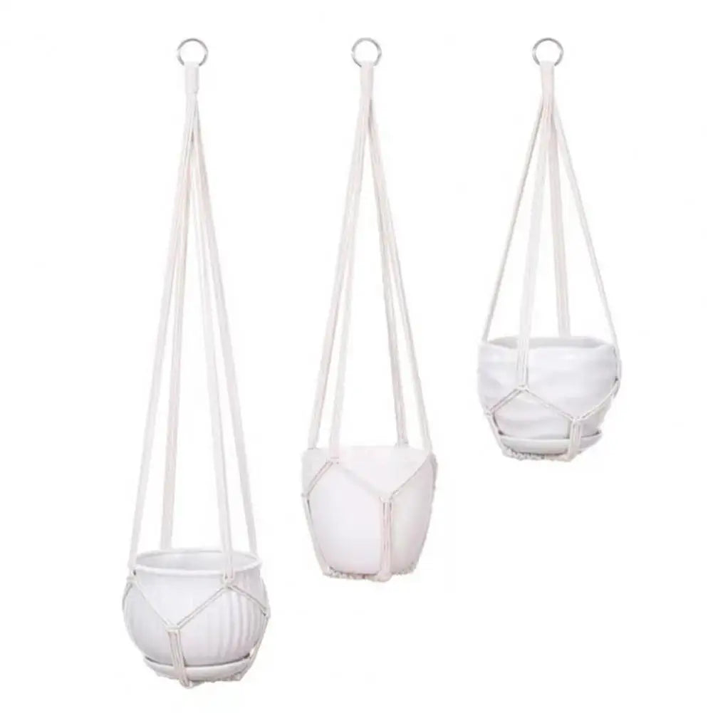 Boho Macrame Plant Hanger Set — 
Strong Cotton Rope Hanging Basket 
for Home & Garden Flower Pot Decor
