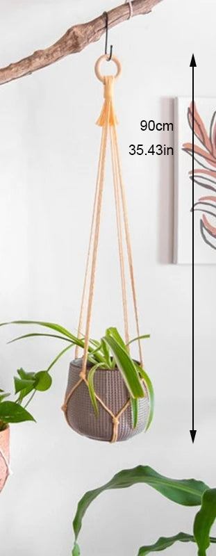 Handmade Macrame Plant Holder 100% 
Cotton — Hanging Basket for Wall, 
Courtyard & Garden Flower Pots