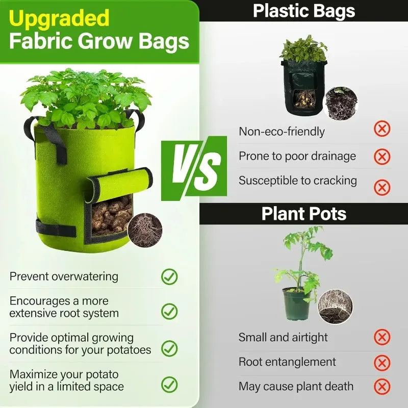 5 & 10 Gallon Plant Grow Bags — 
Potato, Vegetable & Greenhouse 
Growing Bags with Moisturising