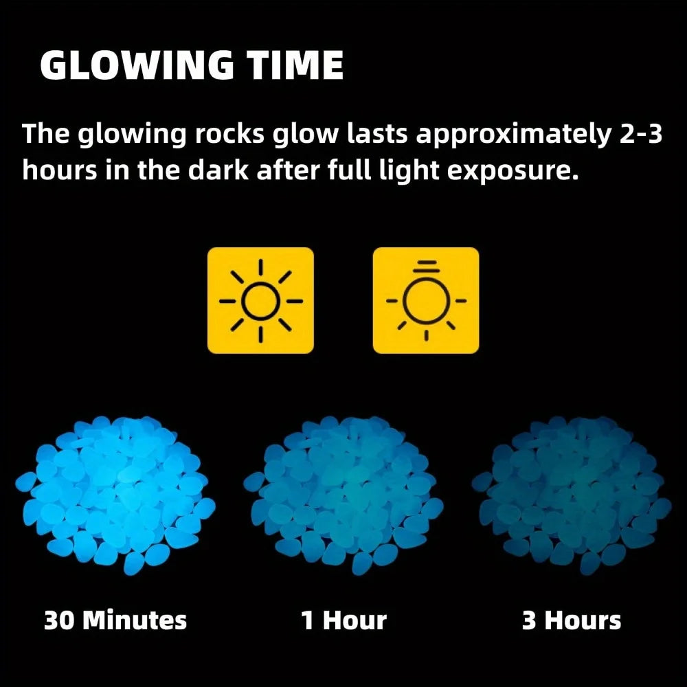 Solar Powered Glow in the Dark 
Pebbles — Blue Luminous Pathway 
Stones for Garden & Landscape Decor