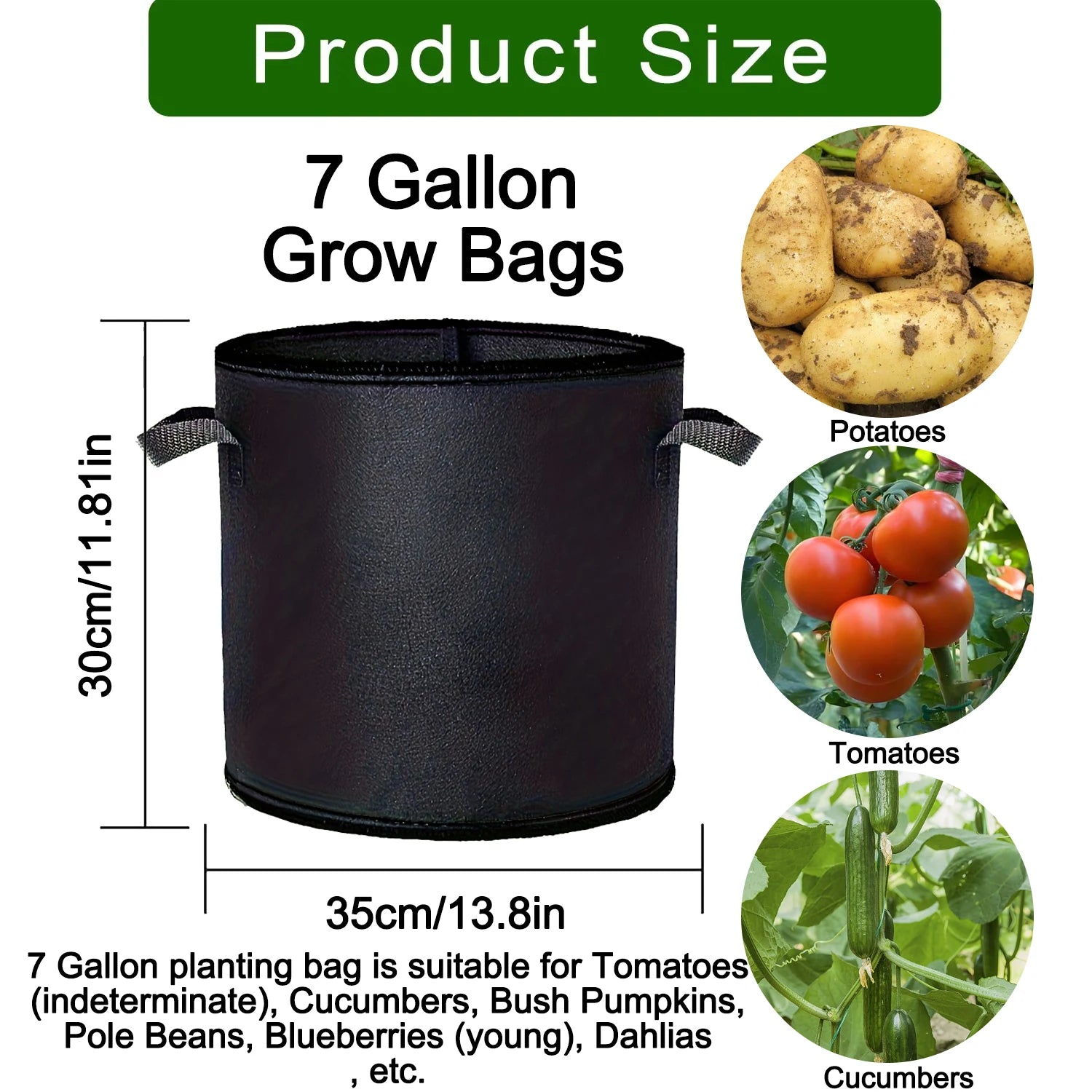Fabric Grow Bags 5-15 Gallon — 
Potato, Tomato & Vegetable Planter 
Bags for Garden & Gifting