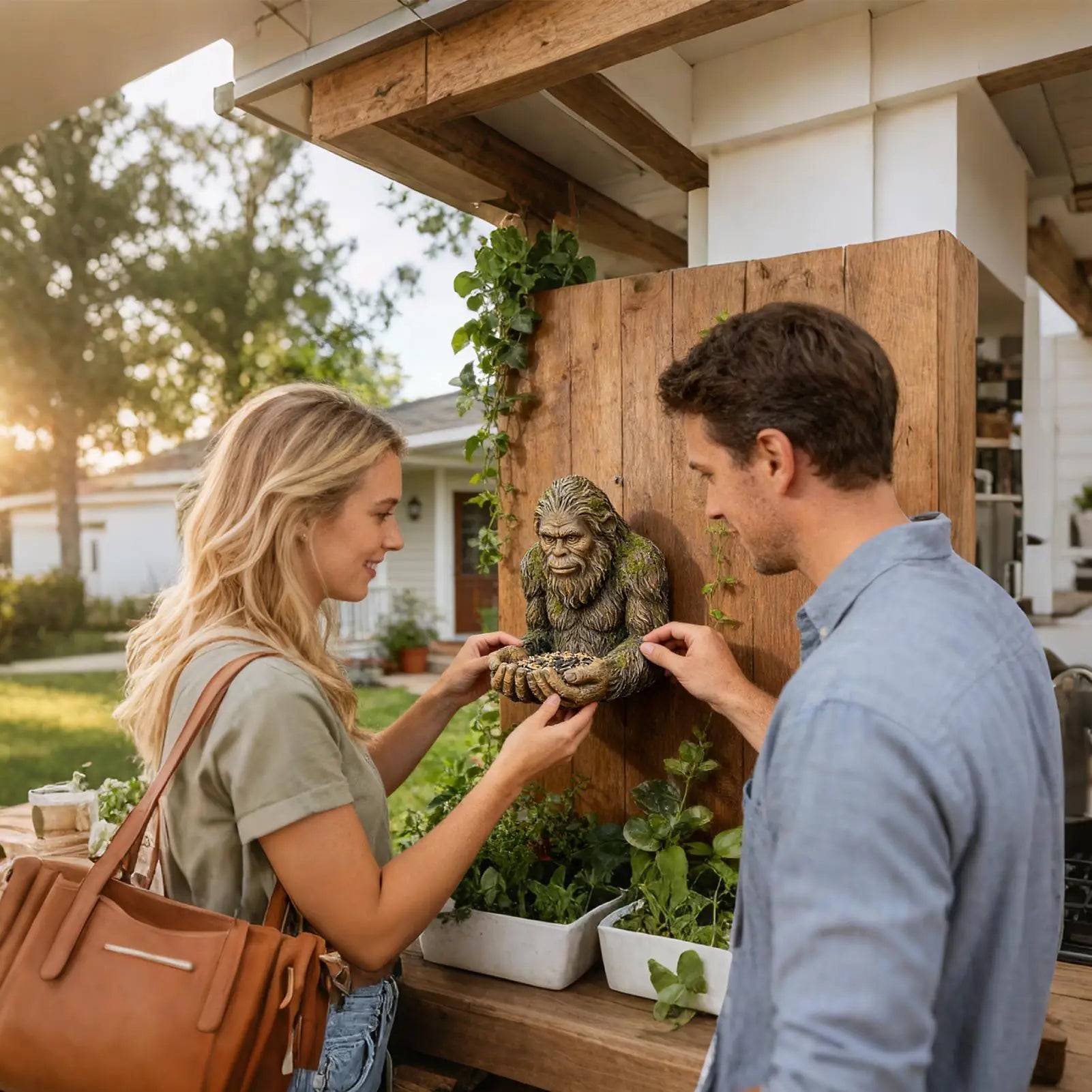 Wild Bird Feeding Station Sculpture — Outdoor Garden & Patio Yard Art Decoration