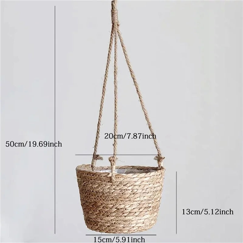 Macrame Hanging Plant Holder — 
Jute Rope Woven Basket for Indoor 
& Outdoor Flower Pots & Home Decor