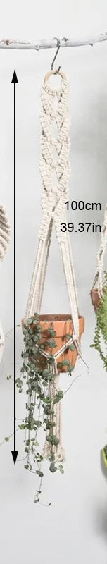 Handmade Macrame Plant Holder 100% 
Cotton — Hanging Basket for Wall, 
Courtyard & Garden Flower Pots