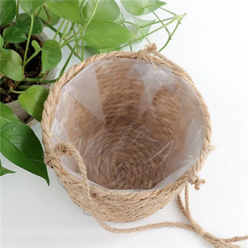 Macrame Hanging Plant Holder — 
Jute Rope Woven Basket for Indoor 
& Outdoor Flower Pots & Home Decor