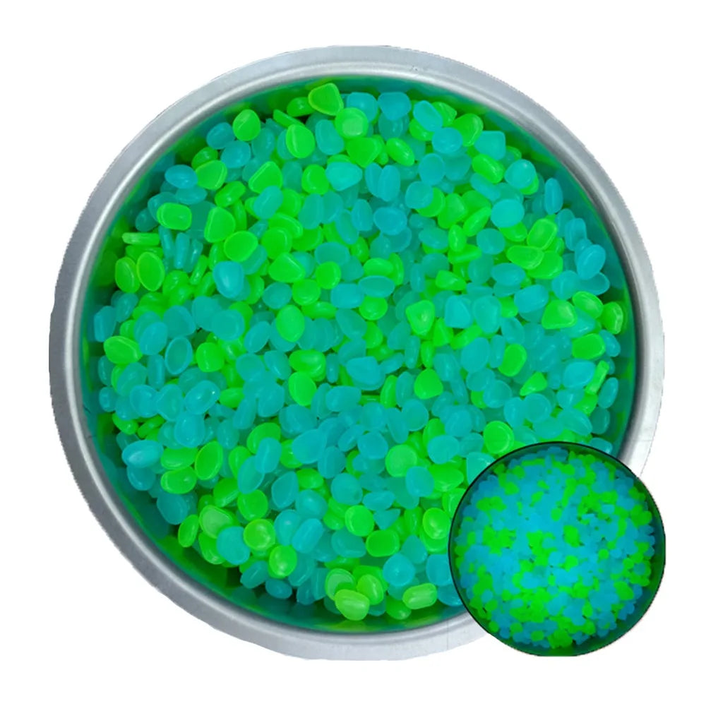 600pcs Mini Resin Glow in the Dark 
Pebbles — Colourful Stones for 
Aquarium, Garden & Lawn Decoration
