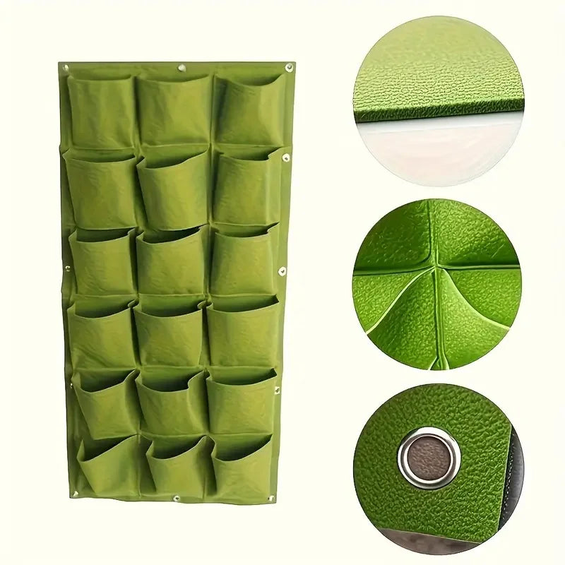 18 Pocket Vertical Garden Planter Bag — Wall Mounted Herb & Vegetable Grow Bag for Balcony & Patio