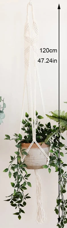 Handmade Macrame Plant Holder 100% 
Cotton — Hanging Basket for Wall, 
Courtyard & Garden Flower Pots