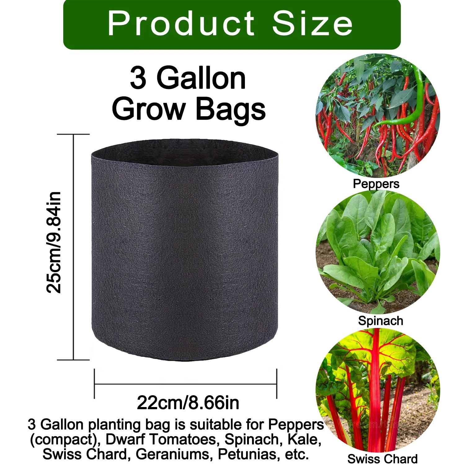 Fabric Grow Bags 5-15 Gallon — 
Potato, Tomato & Vegetable Planter 
Bags for Garden & Gifting