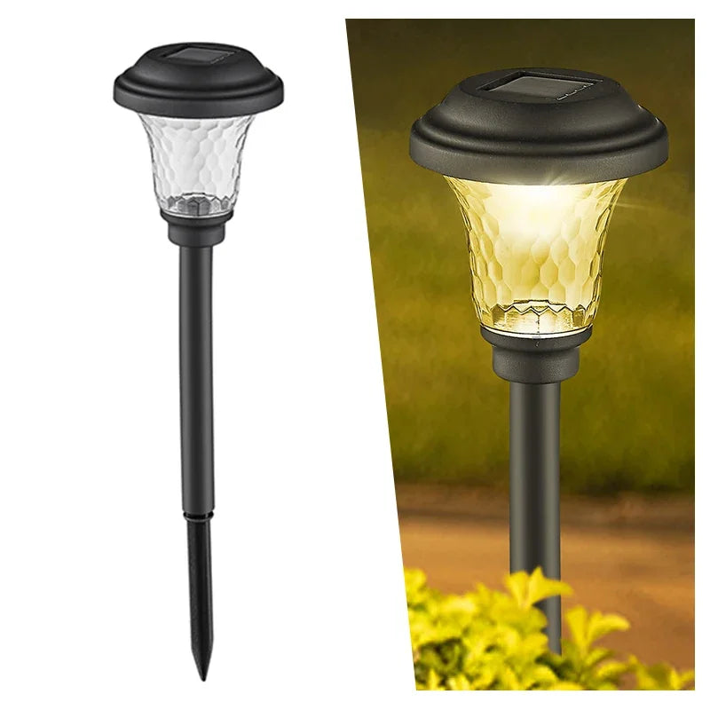 Solar LED Pathway Stake Lights IP65 
Waterproof — Glass Garden Path Lights 
for Yard, Patio & Walkway Lighting