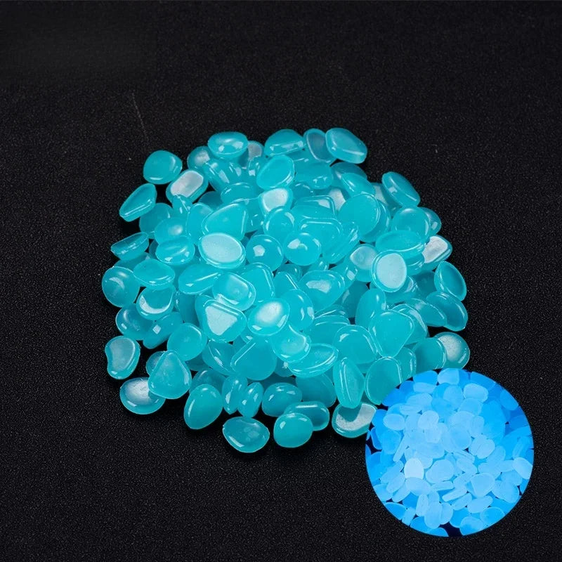 500Pcs Glow in The Dark Garden Pebbles, Gardening Luminous Glow Stones Outdoor Decor Glowing Water Fish Tank Gravel